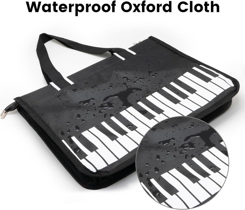 BestSounds Piano Bag, Zipper Waterproof Oxford Cloth Music Piano Accessories Book Bag Tote for Students Kids, Girls, Women, Gifts for Music Lovers Musicians (Black) - Image 5